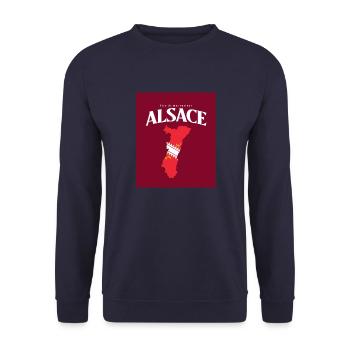 Fier de mes Racines Alsace Rouge - Sweat-shirt Unisexe - marine - Devant - Alina (178cm) & Michal (187cm)