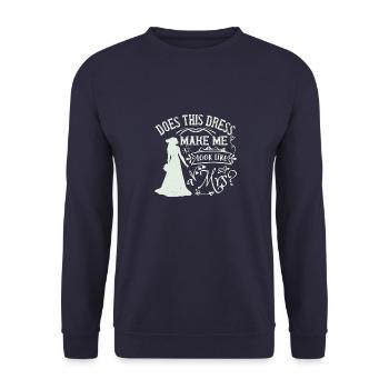 Lässt mich dieses Kleid wie eine Frau aussehen? - Unisex Pullover - Navy - Vorne - Alina (178cm) & Michal (187cm)