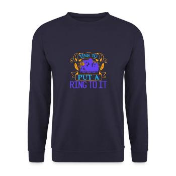 Zeit, wirklich einen Ring drauf zu legen - Unisex Pullover - Navy - Vorne - Alina (178cm) & Michal (187cm)