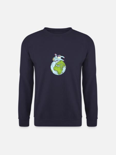 Earth Day Cute Unicorn Dab loves world - Unisex Pullover - Navy