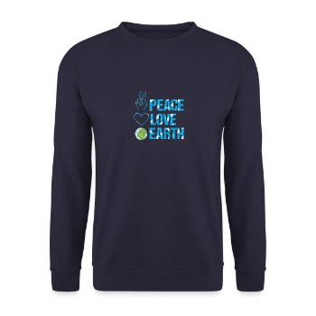 Peace Love Save Our Planet Earth - Unisex Pullover - Navy - Vorne - Alina (178cm) & Michal (187cm)