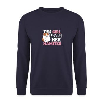 This Girl Loves Hamster Owner Saying - Unisex Sweatshirt - navy - Front - Alina (178cm) & Michal (187cm)