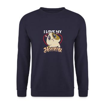 I Love my Hammy Hamster Owner Saying - Unisex Sweatshirt - navy - Front - Alina (178cm) & Michal (187cm)