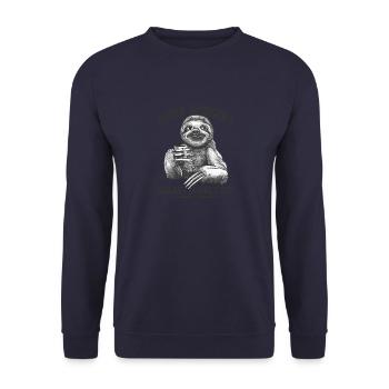 Faultier Guten Morgen Ganz Dünnes Eis, Sloth - Unisex Pullover - Navy - Vorne - Alina (178cm) & Michal (187cm)