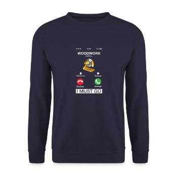 Woodwork appelle Funny Carpenter Construction - Sweat-shirt Unisexe - marine - Devant - Alina (178cm) & Michal (187cm)