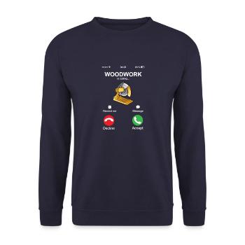 Woodwork appelle l’humour du menuisier jeu de mots sur la menuiserie - Sweat-shirt Unisexe - marine - Devant - Alina (178cm) & Michal (187cm)