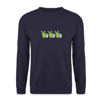 Earth Day Cute Rabbit loves Planet World - Unisex Pullover - Navy - Vorne - Alina (178cm) & Michal (187cm)