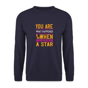 Du bist, was passiert ist, als ich mir einen Stern wünschte - Unisex Pullover - Navy - Vorne - Alina (178cm) & Michal (187cm)