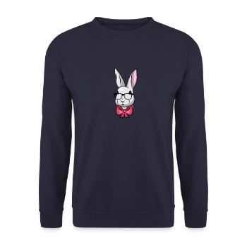 Cute Easter Rabbit Fly - Unisex Pullover - Navy - Vorne - Alina (178cm) & Michal (187cm)