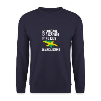 Luggage Passport No Kids Jamaica Bound - Unisex Sweatshirt - navy - Front - Alina (178cm) & Michal (187cm)