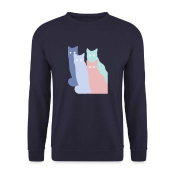 Chats pastels - Sweat-shirt Unisexe - marine - Devant - Alina (178cm) & Michal (187cm)