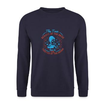 The true beauty of the bride lies in the eyes of - Unisex Sweatshirt - navy - Front - Alina (178cm) & Michal (187cm)
