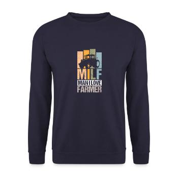 Farmer Farm Man I Love Farmer Retro - Unisex Sweatshirt - navy - Front - Alina (178cm) & Michal (187cm)