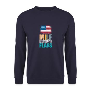USA Flags Idependence Day Man Retro - Unisex Pullover - Navy - Vorne - Alina (178cm) & Michal (187cm)