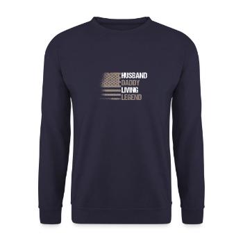 USA Flag Husband Daddy Living Legend - Unisex Pullover - Navy - Vorne - Alina (178cm) & Michal (187cm)