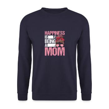 Happiness is being a Mom Mother Sunglasses - Unisex Sweatshirt - navy - Front - Alina (178cm) & Michal (187cm)