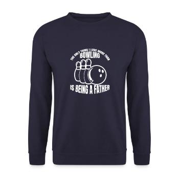 Bowling Vater Kegeln Bowlingkugel Dad Kegel Bowler - Unisex Pullover - Navy - Vorne - Alina (178cm) & Michal (187cm)