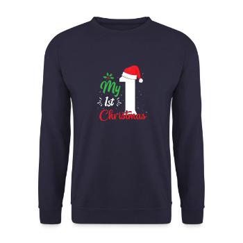My 1st Christmas - Unisex Pullover - Navy - Vorne - Alina (178cm) & Michal (187cm)