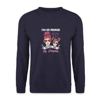 Proud Mom Love Daughter Sunglasses Headband - Unisex Sweatshirt - navy - Front - Alina (178cm) & Michal (187cm)