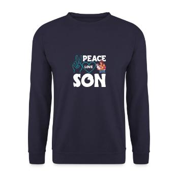 Peace Love Mom Son Boy - Unisex Sweatshirt - navy - Front - Alina (178cm) & Michal (187cm)