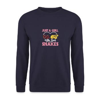 Just Girl Love Snakes Women Heart - Unisex Pullover - Navy - Vorne - Alina (178cm) & Michal (187cm)
