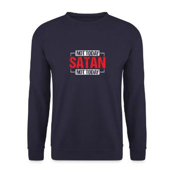 Not Today Satan Waymaker Jesus Christian Bible - Unisex Pullover - Navy - Vorne - Alina (178cm) & Michal (187cm)