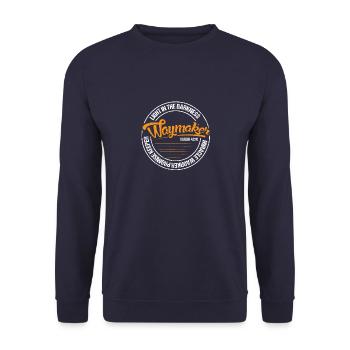Way Maker Miracle Worker Jesus Bible Christian - Unisex Pullover - Navy - Vorne - Alina (178cm) & Michal (187cm)