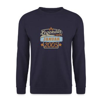 Legendär seit Januar 2005 Geburtstag Sprüche 18 - Unisex Pullover - Navy - Vorne - Alina (178cm) & Michal (187cm)