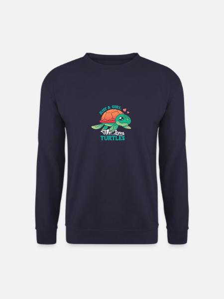 Turtle Cute Girl Love Turtles - Unisex Pullover - Navy