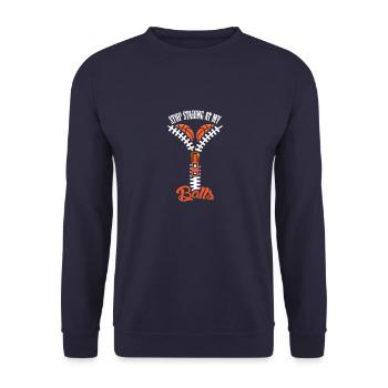 Basketball Stop Staring Women Boobs - Unisex Sweatshirt - navy - Front - Alina (178cm) & Michal (187cm)