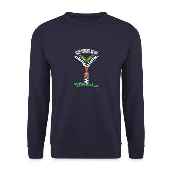 Watermelons Stop Staring Women Boobs - Unisex Sweatshirt - navy - Front - Alina (178cm) & Michal (187cm)