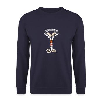 Volleyball Stop Staring Women Boobs - Unisex Sweatshirt - navy - Front - Alina (178cm) & Michal (187cm)