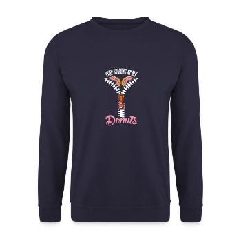 Donut Stop Staring Women Boobs - Unisex Sweatshirt - navy - Front - Alina (178cm) & Michal (187cm)