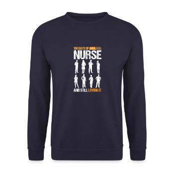 Infirmière 100 jours de vie amoureuse infirmière - Sweat-shirt Unisexe - marine - Devant - Alina (178cm) & Michal (187cm)