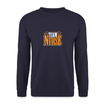 Team Nurse Nursing Hospital Medicine - Unisex Pullover - Navy - Vorne - Alina (178cm) & Michal (187cm)