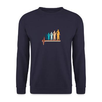 Doctor Heartbeat Vintage Anatomy Heart - Unisex Pullover - Navy - Vorne - Alina (178cm) & Michal (187cm)