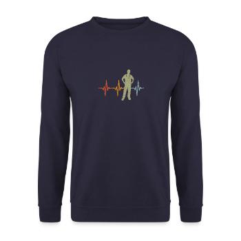 Doctor Heartbeat Medicine Anatomy Heart - Unisex Pullover - Navy - Vorne - Alina (178cm) & Michal (187cm)