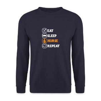 Manger Sleep Nurse Répéter Nursing Medical Gift idea - Sweat-shirt Unisexe - marine - Devant - Alina (178cm) & Michal (187cm)