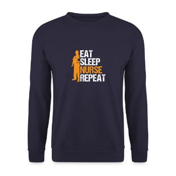 Eat Sleep Nurse Repeat Nursing Idée cadeau - Sweat-shirt Unisexe - marine - Devant - Alina (178cm) & Michal (187cm)
