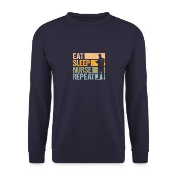 Eat Sleep Nurse Répétez Vintage Idée cadeau - Sweat-shirt Unisexe - marine - Devant - Alina (178cm) & Michal (187cm)