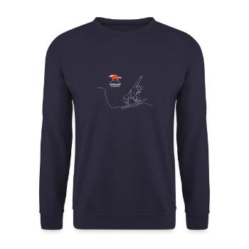 Snowboard, Snowboarder, Hokkaido Snowboard, - Unisex Sweatshirt - navy - Front - Alina (178cm) & Michal (187cm)