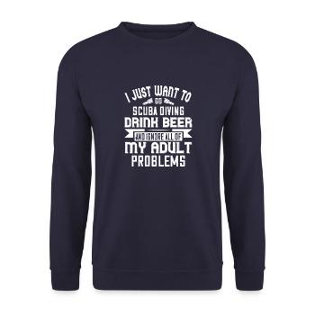 Ich möchte einfach nur tauchen gehen, Bier trinken und - Unisex Pullover - Navy - Vorne - Alina (178cm) & Michal (187cm)