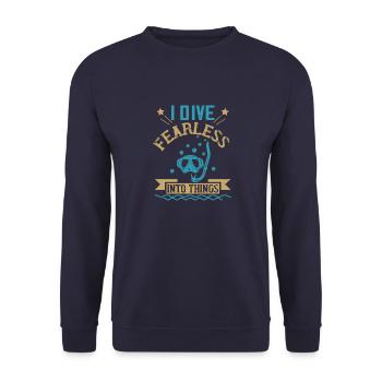 I dive fearless into things - Unisex Sweatshirt - navy - Front - Alina (178cm) & Michal (187cm)