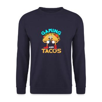 Gaming and Tacos Sleep Game Repeater Contro - Unisex Sweatshirt - navy - Front - Alina (178cm) & Michal (187cm)
