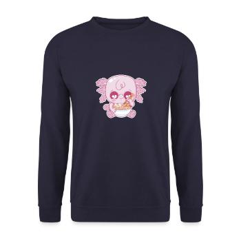 Baby Axolotl and Ramen - Unisex Pullover - Navy - Vorne - Alina (178cm) & Michal (187cm)