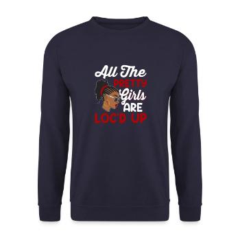 LOCD Cultures African Black Pride History - Unisex Sweatshirt - navy - Front - Alina (178cm) & Michal (187cm)