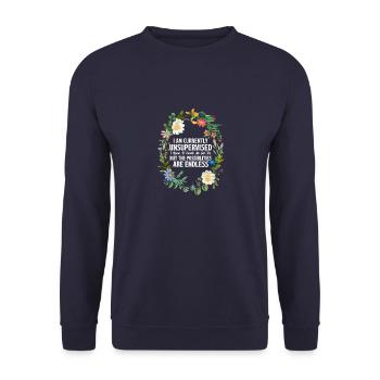 Funny Defense Unbeaufsichtigt Derzeit unbeaufsicht - Unisex Pullover - Navy - Vorne - Alina (178cm) & Michal (187cm)