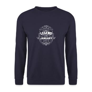 Une légende est née en janvier 1973 - Sweat-shirt Unisexe - marine - Devant - Alina (178cm) & Michal (187cm)