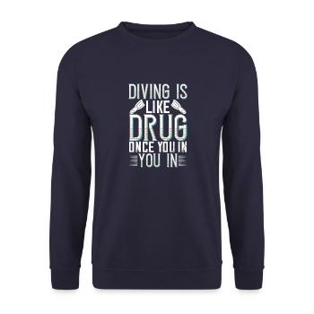 Tauchen ist wie Droge, sobald Sie drin sind, SIE IN - Unisex Pullover - Navy - Vorne - Alina (178cm) & Michal (187cm)