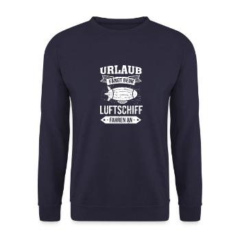 Luftschiff Urlaub fängt an - Unisex Pullover - Navy - Vorne - Alina (178cm) & Michal (187cm)
